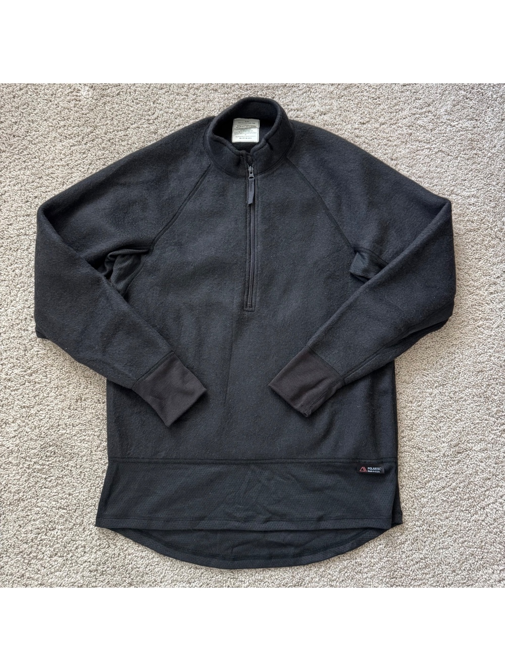 Polartec Black 1/4 Zip Long Sleeve Sweatshirt Men's medium Military